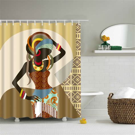 Beauty Dress Native African Women Shower Curtain Bathroom Decor