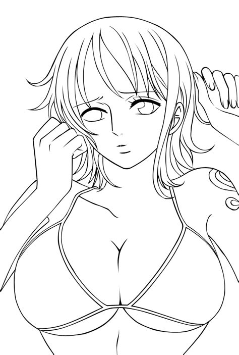 nami sexy lineart by raizen13 on deviantart