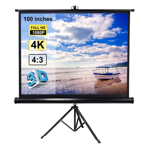 Dodocool 100 inches Projector Screen with Tripod Stand 4:3 Portable ...