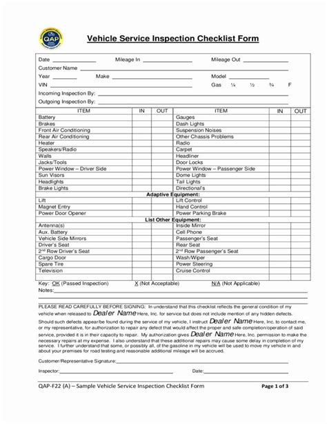Downloadable Printable Free Dot Pre Trip Inspection Form Pdf