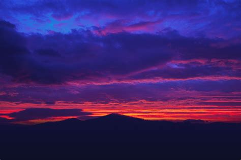 Mountain Silhouette Mountains Sunset Sky Hd Wallpaper Wallpaper Flare