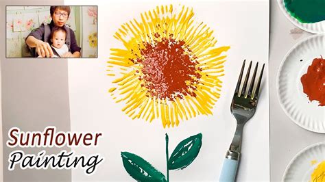 Fork Paint Sunflower Craft Idea Easy Simple Painting For