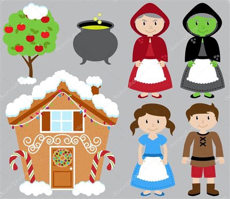 Hansel And Gretel Vector Collection With Witch And Gingerbread House