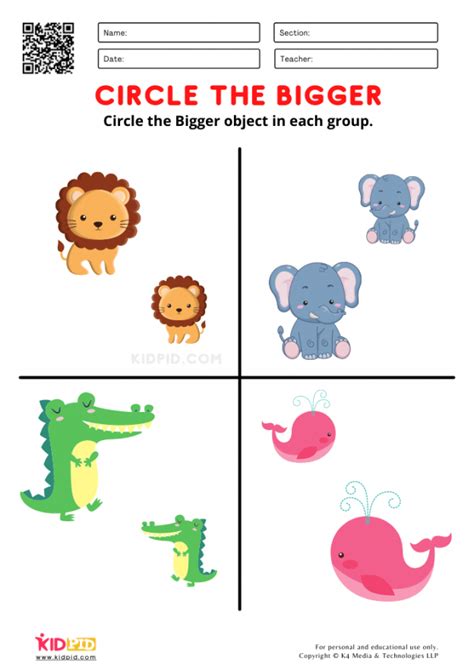 Big And Small Worksheets For Preschool Free Printables Kidpid