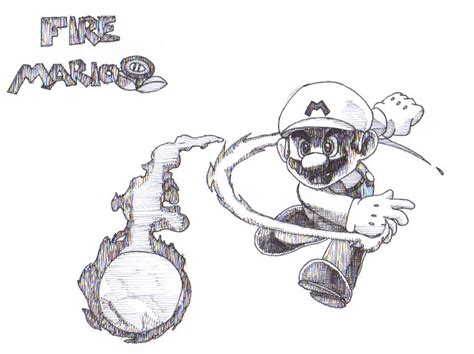 Pen And Ink Drawing Fire Mario By Megaartist923 On Deviantart