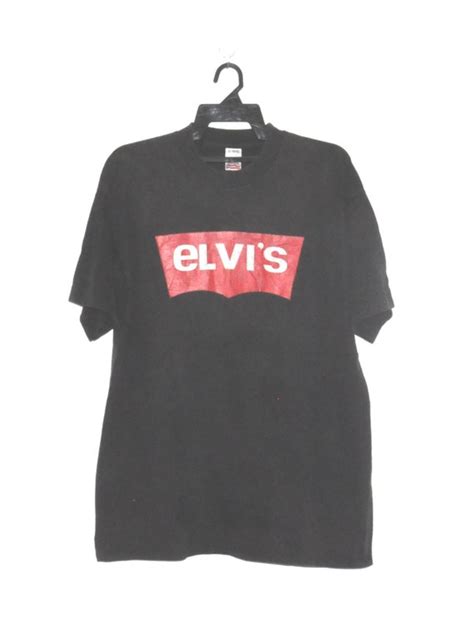Vintage Elvis Presley Levis Logo T Shirt 80s Black Collector