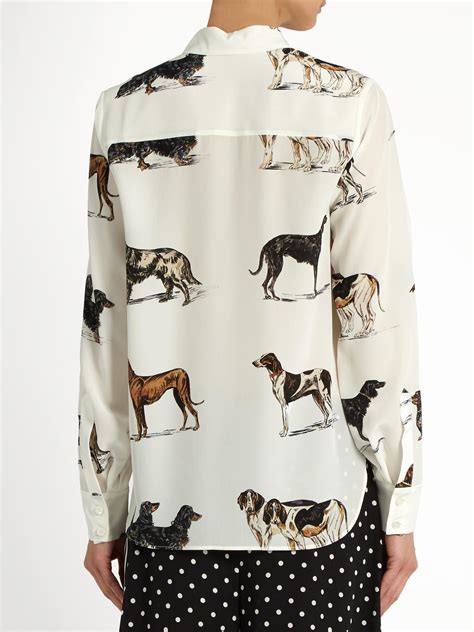 How to tell the difference between cat paw prints and dog paw prints? Stella McCartney Dog-print Silk-crepe Shirt - Lyst