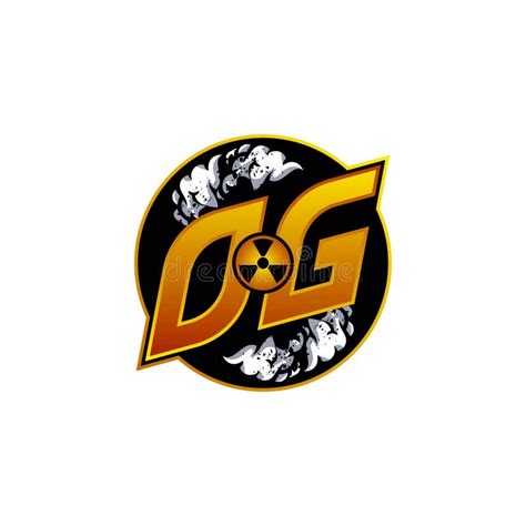 Og Logo Monogram Esport Gaming With Gas Shape Design Stock Vector