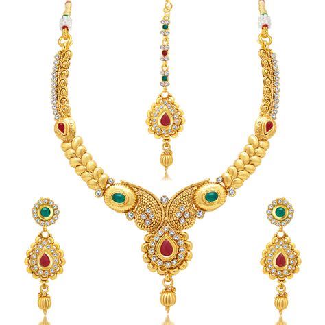 Buy Sukkhi Gorgeous Gold Plated Ad Necklace Set For Women Shop