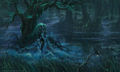 Hd Wallpaper Fantasy Dark Evil Forest Ghost Girl Swamp Tree