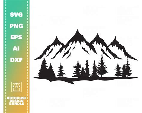 Mountain And Trees Svg Mountain Clipart Forest Svg Etsy In Mountain Clipart Tree Svg