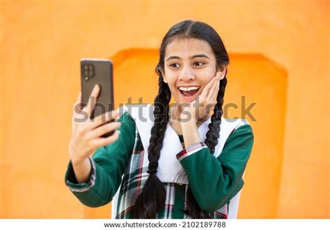 Happy Excited Indian Young Girl Using Stock Photo 2102189788 Shutterstock