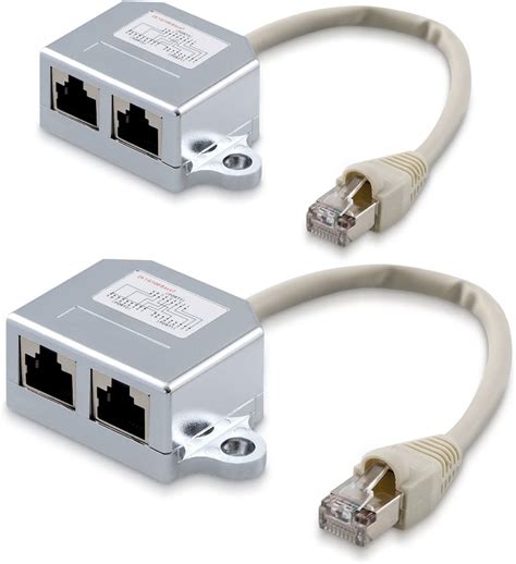 Kwmobile 2x Network Cable Splitter 2 To 1 Network Adapter Rj45 Female