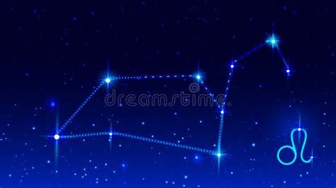 Constellation Leo Zodiac Sign In Night Starry Sky Stock Vector