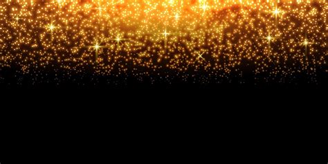 Gold Glittering Dots Sparkles Particles And Stars On A Black