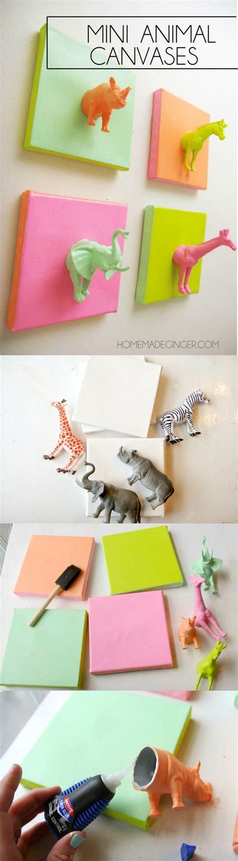 Mini Plastic Animals Diy Canvas Art Craft Studios Diy