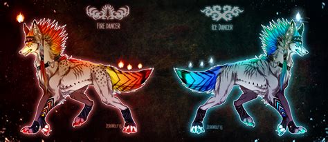 Elemental Wolf Twins Adopts Closed Fantasy Creatures Art Creature