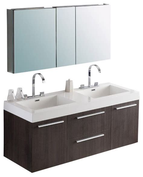 Products available at reduced prices and many with free shipping. 54" Opulento Gray Oak Double Sink Vanity, Medicine Cabinet ...
