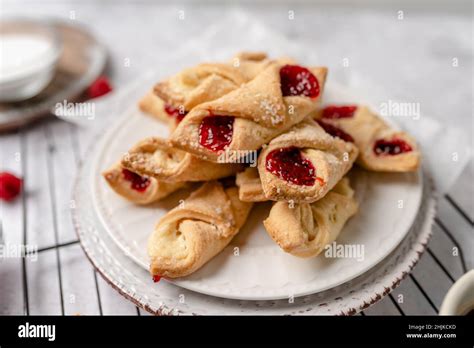 Kolacky With Cream Cheese And Raspberry Pastry With Jelly And Cream