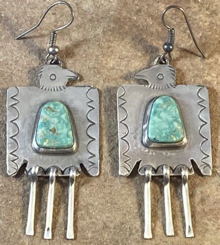 Vernon Begay Navajo Sterling Silver Turquoise Thunderbird Earrings EBay