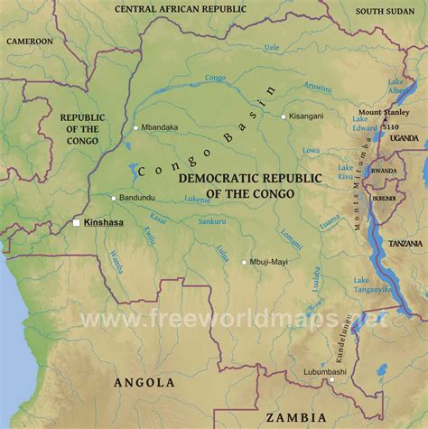 Congo Democratic Republic Physical Map