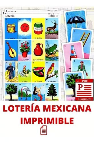 Kit Imprimible Lotería Mexicana De 99 Cartas 54 Barajas Pdf en venta