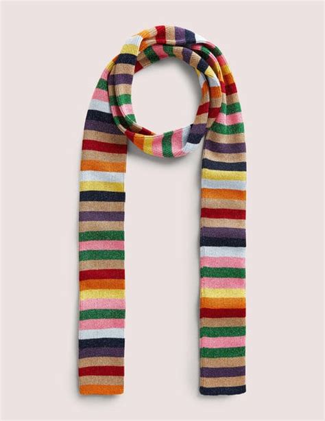 Skinny Stripe Scarf Multi Rainbow Boden Uk