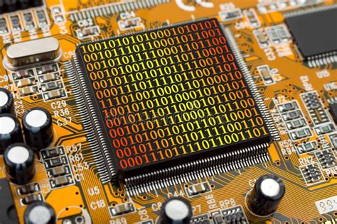 Computer Cpu Chip On Binary Code Stock Photo Image Of Data Calculate