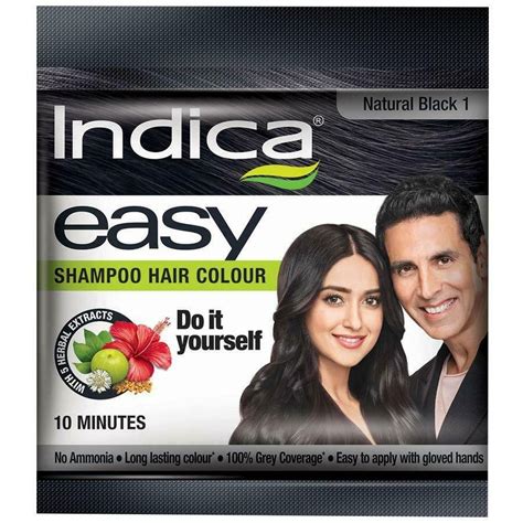 Indica Easy Minutes Shampoo Hair Color Natural Black Ml X Pack Of