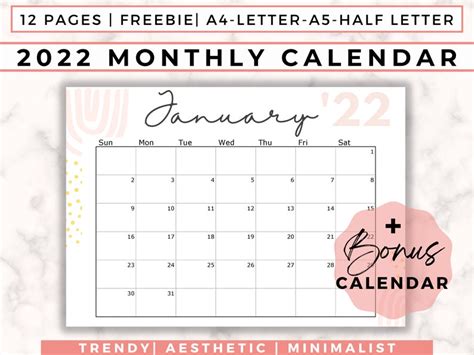 2023 Calendar Printable Aesthetic Botanical Calendar 12 Etsy