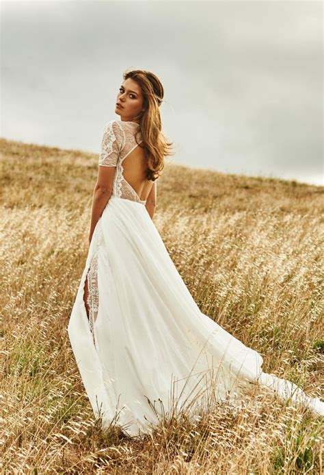 Trouwjurk Boho Lace Country Style Side Split Bridal Gowns