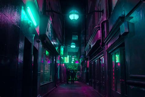 Chinatown Nights Neon Alleyway Sci Fi Background Neon Aesthetic