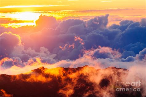 Clouds At Sunrise Over Haleakala Crater Maui Hawaii Usa By Don