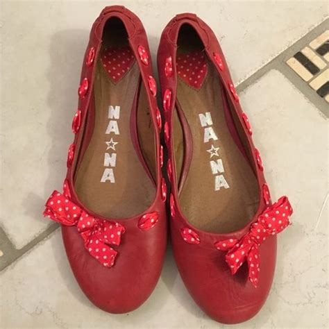 Nana Red Leather Flats Polka Dot Size 75 Red Leather Flats Leather