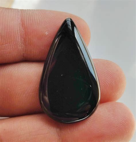 Natural Black Onyx Gemstone 28ct High Quality Onyx Cabochon Etsy