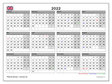 2022 Calendars “public Holidays” Michel Zbinden En