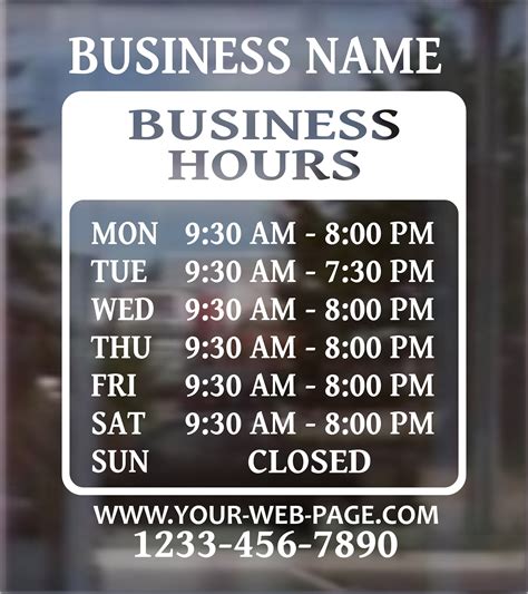 Business Hours Decal Customized With Your Business Logo Etsy