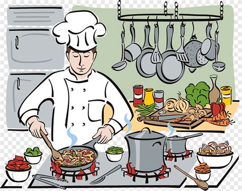 Chef Cooking Cartoon Cooking Pan Kitchen Food Png Pngegg
