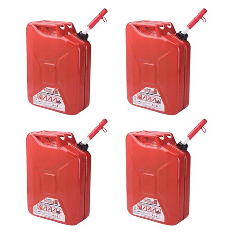 Midwest Can 5 Gallon Metal Gas Can With Quick Flow Spout Red Pack Of