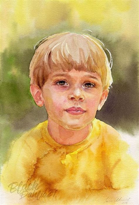 Custom Watercolor Children Portrait Son Painting Original