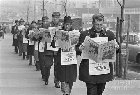 Striking Printers Reading Newspapers Photograph By Bettmann Fine Art