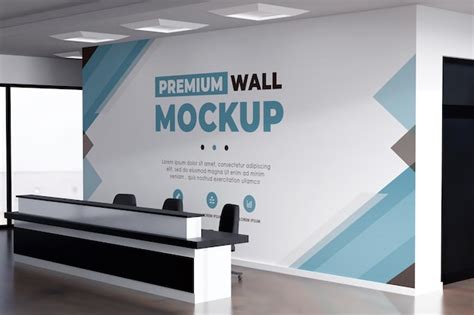 Premium Psd Wall Logo Mockup Realistic Office Backdrop White