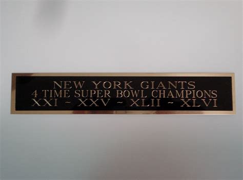 New York Giants 4 Time Super Bowl Champion Engraved Nameplate For Your