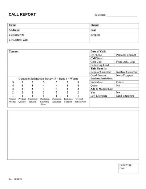 sales call report template   documents   word