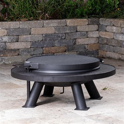 Texas Original Pits Spindletop 30 Inch Round Wood Burning Fire Pit W Removable Grill Grate