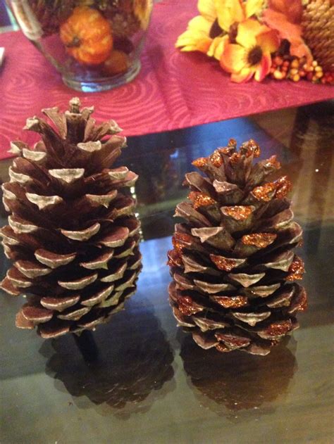 Change Plain Pine Cones Into Glitter Pine Cones Easy With Glitter Glue