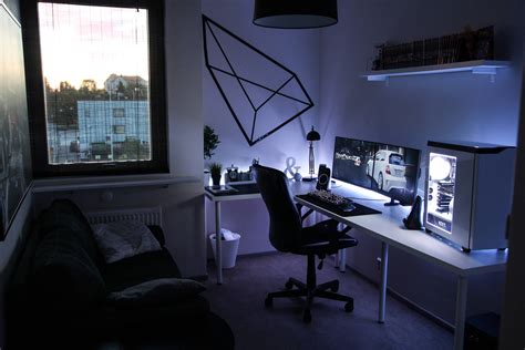 Black And White Office Build Rbattlestations Bedroom Setup Small