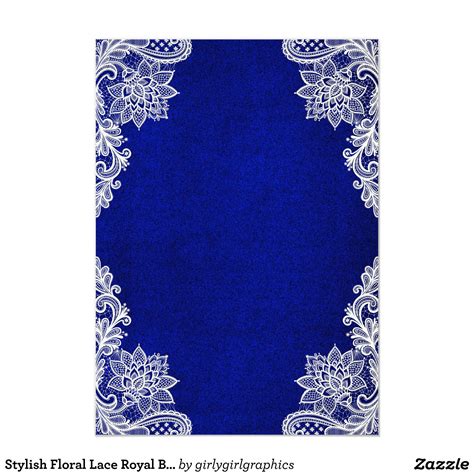 Stylish Floral Lace Royal Blue Wedding Invitation Zazzle Royal Blue