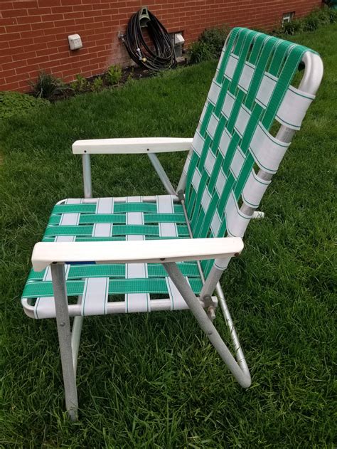 Retro Vintage Aluminum Webbed Lawn Chair Etsy