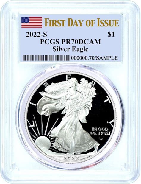 2022 S Proof Silver Eagle First Day Of Issue Pcgs Pr70dcam Lcr Coin